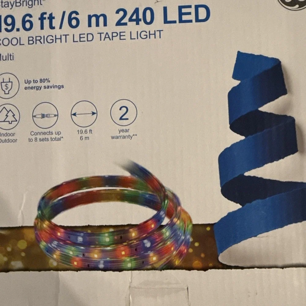 GE 5974798 240CT MULTI COLOR COOL BRIGHT LED TAPE LIGHT 19.6' IN/OUT - NEW!